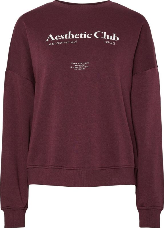 Pieces Trui Pcrisso Ls O-neck Loose Sweat Pwp B 17162357 Winetasting/aesthetic Dames Maat - M