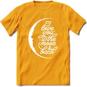 I Love You To The Moon - Valentijn T-Shirt | Grappig Valentijnsdag Cadeautje voor Hem en Haar | Dames - Heren - Unisex | Kleding Cadeau | - Geel - XL
