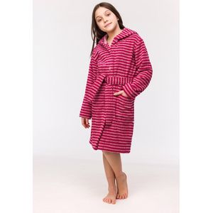 Woody Unisex Badjas roze streep - maat 152/12J