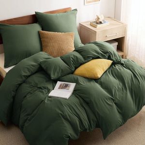 Beddengoed Set in Grijs en Olijfgroen met Rits voor Comfort en Stijl