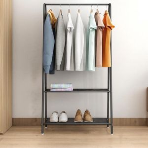 Ceruzo Kledingrek met Schoenenrek - metaal - zwart - 152 cm hoog - 60 cm breed