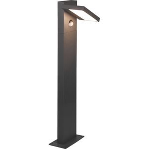 LED Tuinverlichting met Bewegingssensor - Staande Buitenlamp - Torna Ihson - 8W - Warm Wit 3000K - Draaibaar - Rechthoek - Mat Antraciet - Aluminium