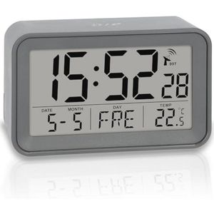 Digitale radiogestuurde wekker met licht en temperatuurweergave | Compacte reiswekker | 2 wektijden