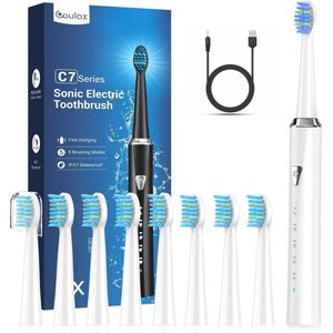 Ultrasone Elektrische Tandenborstel met 8 Borstelkoppen en 5 Modi voor Volwassenen en Kinderen