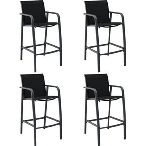 vidaXL - Tuinbarstoelen - 4 - st - textileen - zwart