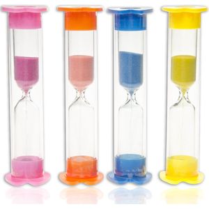 Badkamer Tandenpoets Zandloper 4 STUKS - 3 minuten - Zandloper douche - 9 Centimeter