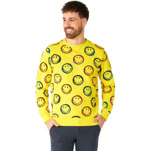 OppoSuits Smiley™ Smudge - Heren Sweater - Smiley Trui - Geel - Maat: L