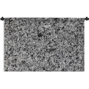 Wandkleed - Wanddoek - Steen - Graniet - Grijs - Zwart - 120x80 cm - Wandtapijt