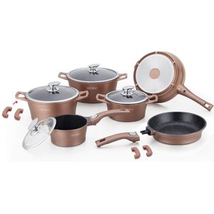 Royalty Line RL-ES2014M; Marble coating cookware set 14pcs Copper