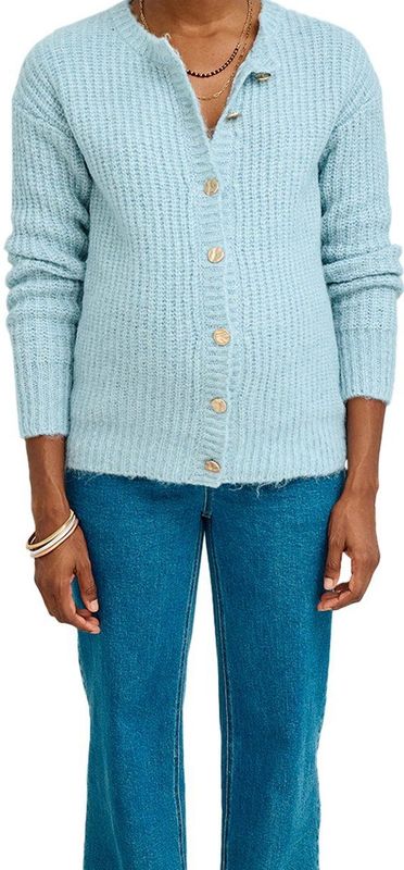 Vertbaudet - Vestje - IJsblauw - Parelmoer Ribstof - Voor Zwangerschap en Borstvoeding