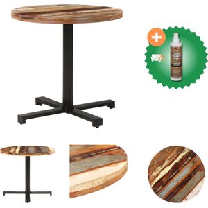 vidaXL Bistrotafel rond Ø 80x75 cm massief gerecycled hout - Tafel - Inclusief Houtreiniger en verfrisser