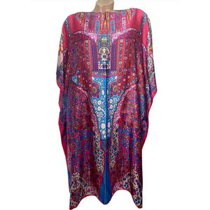 Kaftan -Tuniek - Jurk - Satijn van Viscose - Zijde Onesize 38-48 roze
