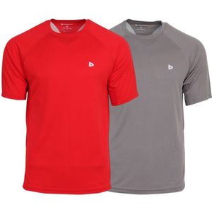 Donnay - Sportshirt - Poppy-red/Steel Grey - T-Shirt - Heren - 2-Pack