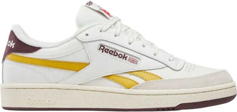 Reebok Uniseks Club C Revenge sneakers, Chalk/GRITGOLD/Blackcherry, 34,5 EU, Chalk GritGold Blackcherry, 34.5 EU