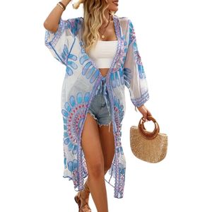 Bovista Badjas Dames - Kimono - Kamerjas - Ochtendjas - Pyama - One Size - Blauw