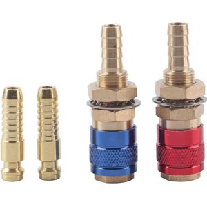 Lasgas met snelontgrendeling - 9 mm snelaansluiting messing - 2 stuks - 8 mm koelgasadapter - waterkoeler snelkoppeling - Tig-lasbranders .
