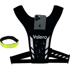 Valero Hardloopvest - Waterdicht telefoon vak - reflecterend runningvest - zwart