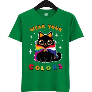 Dutch Pride Kitty - Volwassen Unisex Pride Flags LGBTQ+ T-Shirt - Gay - Lesbian - Trans - Bisexual - Asexual - Pansexual - Agender - Nonbinary - T-Shirt - Unisex - Kelly Groen - Maat S