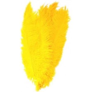 2x Pieten veren/struisvogelveren geel 50 cm - Sinterklaas feestartikelen - Sierveren/decoratie pietenveren - Spadonis veren