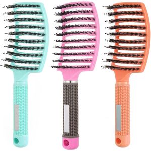 Biologische Haarborstel met Wildzwijnharen - Gladmakend Frizz-Effect voor Dames, Heren en Kinderen - Set van 3 Stuks