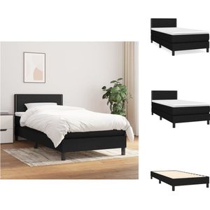 vidaXL Boxspringbed - Comfort - Bed - 203 x 100 x 78/88 cm - Zwart / Stof / Multiplex / Bewerkt hout - Bed