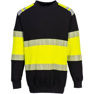 Portwest PW3 FR Modaflame HiVis klasse 1 Sweatshirt FR716 - Geel/Zwart - L