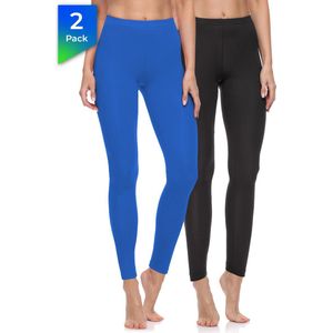 Merry Style Dames Leggings - Sport - Vrijetijdsbroek - 2-Pack - Lang - Katoen - MS-MS10-198-LE-2Pack - Zwart/Kobalt - XL