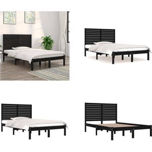 vidaXL Bedframe massief hout zwart 120x190 cm 4FT Small Double - Bedframe - Bedframes - Tweepersoonsbed - Bed