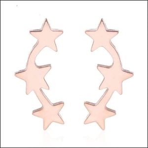 Aramat jewels ® - Oorbellen 3 sterren zweerknopjes rosékleurig chirurgisch staal 10mm