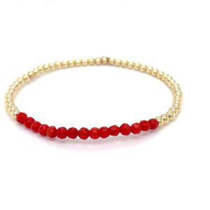 Pat's Jewels Armband - Kralen Armband - Dames Armband - Elastiek Armband - Gouden Bolletjes armband - Rood