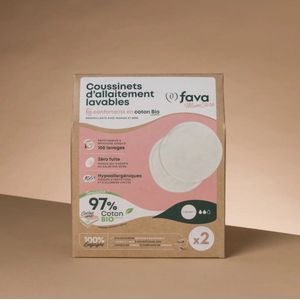 Fava | Borstvoedingkussens | Zoog Kompressen | Borstvoeding | Wasbaar | Biologisch | Vrij van gifstoffen | Inhoud: 2 stuks