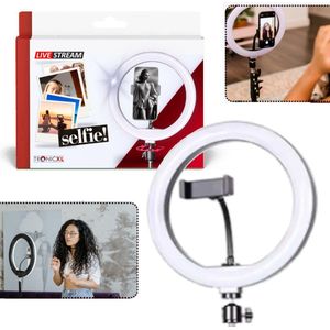 TronicXL Ringlamp LED 10 inch voor uw statief I ring licht met mobiele telefoonhouder met 1/4"" inch adapter - camerastatief I geschikt voor YouTube videostreaming – smartphone – TikTok - live streaming - fotografie