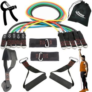 Elastische Weerstandsbanden - Bodybuilding Fitness Oefenbanden - Thuisgym Set met Latex Weerstandsbuisen - Met Gewatteerde Enkelbanden Handgrepen Deuranker - 100 150 Lbs