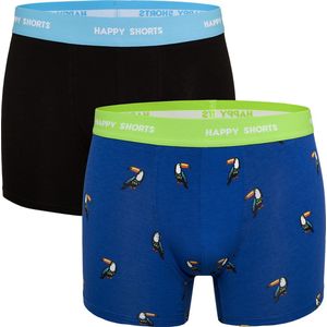 Happy Shorts 2-Pack Boxershorts Met Print Heren Neon Tucan - Maat S