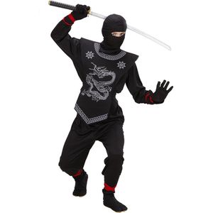 Widmann - Ninja & Samurai Kostuum - Zwarte Ninja Prince Of Thieves Kostuum Jongen - Zwart - Maat 158 - Carnavalskleding - Verkleedkleding