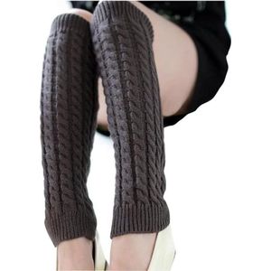 Lange beenwarmers voor dames en meisjes, winter, gehaakt, gebreide manchetten, beenwarmers, kniekousen, overknees, in eenheidsmaat - donkergrijs