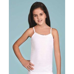 Beeren 2 Stuks| Meisjes hemden| Kleur: Wit | Maat: 128| Spaghetti Band| %100 Katoen