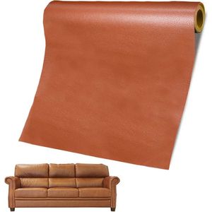 Zelfklevend Kunstleer - 137 x 50cm - Cognac - Bruin - Reparatiedoek - Reparatie - Slijtvast - PU leer reparatie set - leather repair - leder patch - Sticker - meubelreparatie - Plakbaar kunstleer - voor banken