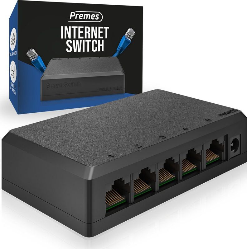 Premes - Internet Switch - 5 Poorten - Tot 1000 Mbps - Netwerk Switch - UTP Splitter - Ethernet Switch