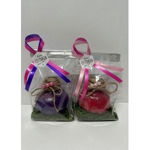 Wax amaryllis duo paars roze in geschenkverpakking - relatiegeschenk