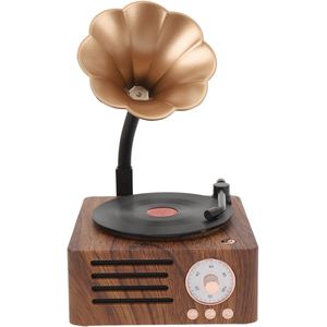 Retro Bluetooth Speaker, 3 in 1 Aux and Radio Vintage Gramophone Phonograph Record Player with Copper Horn, Stereo Speakers for Desk Decoration