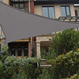 Zonnezeil, waterdicht, driehoekig, 4 x 4 x 4 m, zonwering, waterafstotend, premium PES polyester met uv-bescherming, voor balkon, tuin, terras, grijs