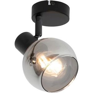 Plafondlamp Plafondspot Spotje - Plafoniere Zwart Smoke Glas Opbouwspot - Plafondlampen Plafondlamp Kinderkamer Slaapkamer Rookglas 1 Spot