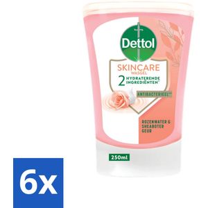 Dettol - Wasgel Navulling - Skincare - Rozenwater & Sheaboter - 250 ml - Voordeelverpakking - 6 stuks