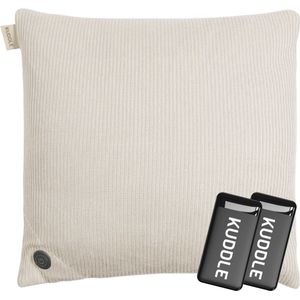 Kuddle Warmtekussen Oplaadbaar - Gebreid 'Off White' 45x45cm - Draadloos & Elektrisch - Inclusief 2 Powerbanks