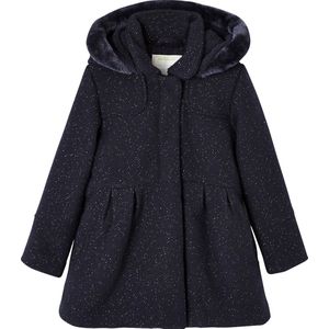 Meisjesjas - Marinegrijs - Wol - Met Claudinekraag en Afneembare Capuchon
