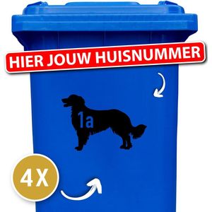 Container sticker - klikostickers - kliko sticker voordeelset - 4 stuks - Kooikerhondje - container sticker huisnummer - zwart - vuilnisbak stickers - container sticker hond