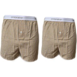 Embrator 2-stuks mannen Boxershort geruit oker 3XL