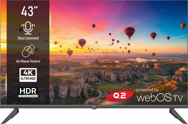 Q.2 - 43 inch - LED-TV - 4K UHD 3840x2160 - Smart TV - HDR - Frameloos - WiFi - Bluetooth - webOS