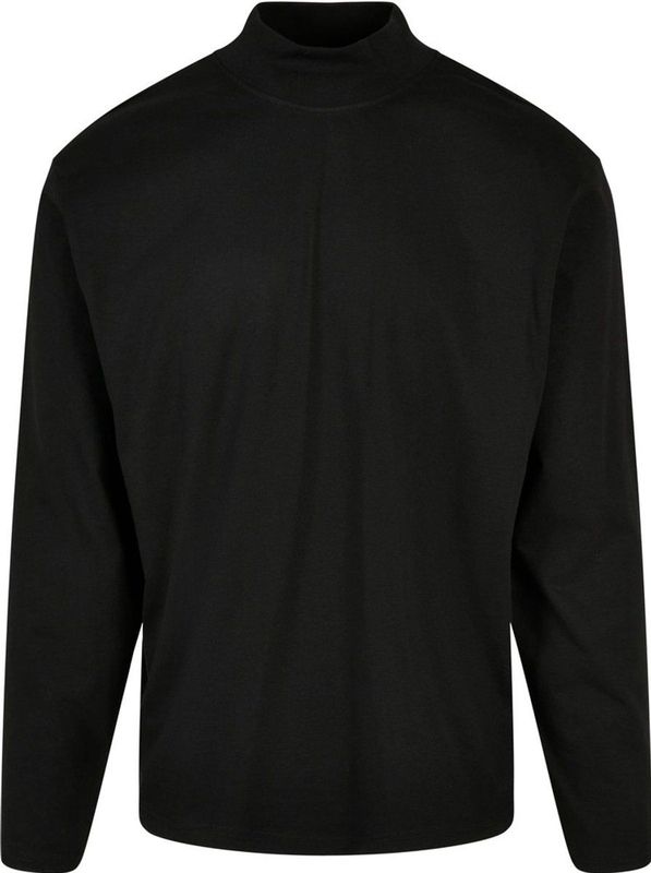 Urban Classics - Heavy Boxy Mock Neck Longsleeve T-shirt - Zwart - Katoen